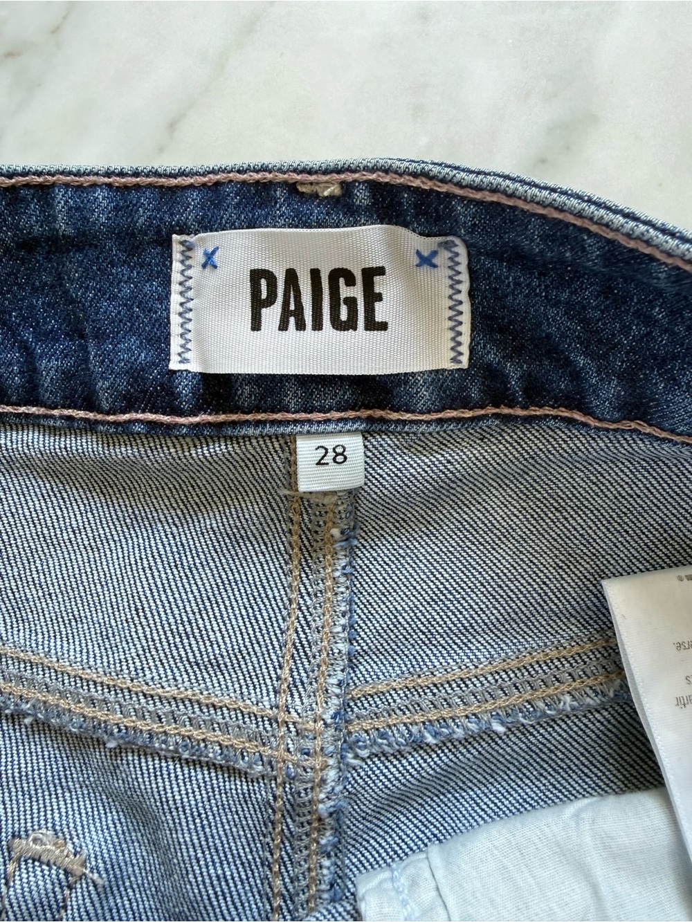 PAIGE Mid-Blue High-Rise Wide Leg Jeans - Picture 4 of 4